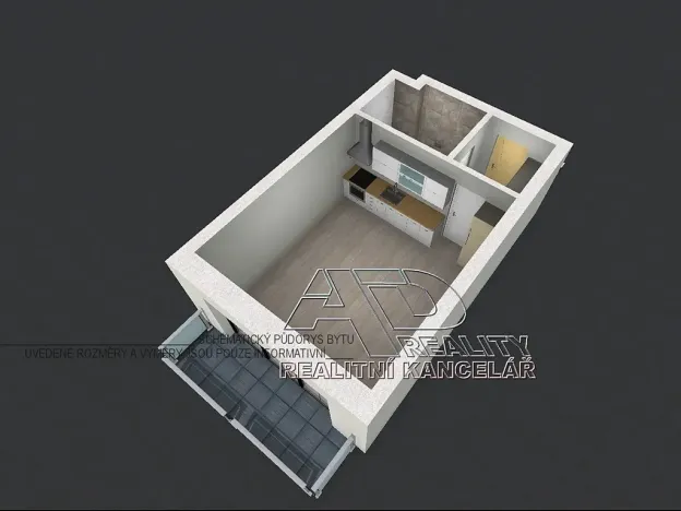 Pronájem bytu 1+kk, České Budějovice, Na Zlaté stoce, 31 m2