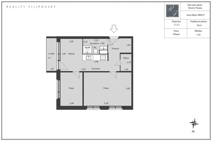 Pronájem bytu 2+1, Ústí nad Labem, Jana Zajíce, 55 m2
