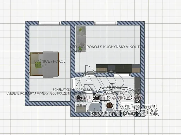 Pronájem bytu 2+kk, České Budějovice, Suchovrbenské nám., 44 m2