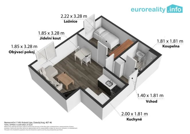 Prodej bytu 2+kk, Krásná Lípa, Nemocniční, 32 m2