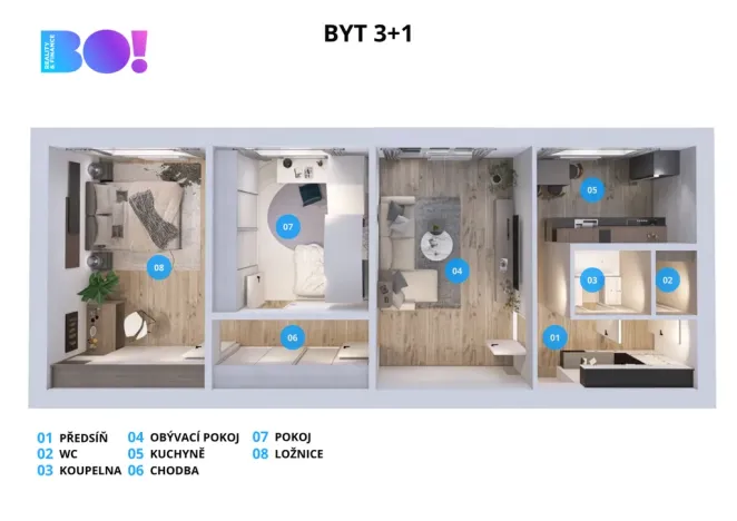 Prodej bytu 3+1, Prostějov, sídl. Svobody, 72 m2