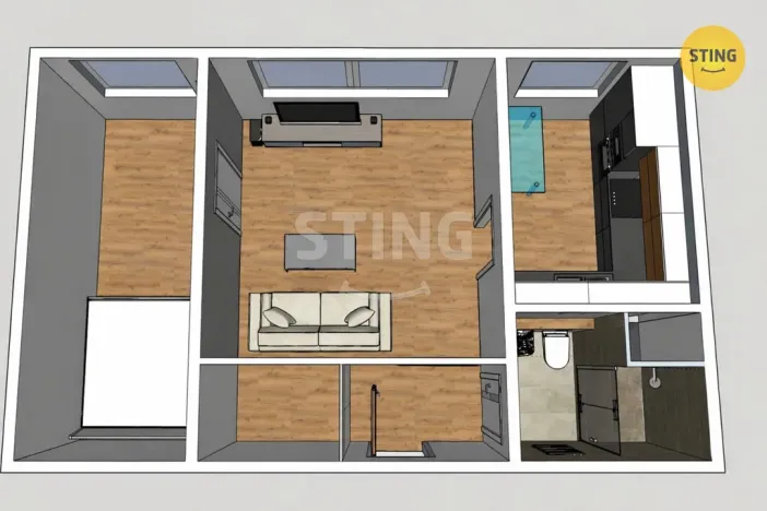 Prodej bytu 2+1, Hodonín, Lužní, 41 m2