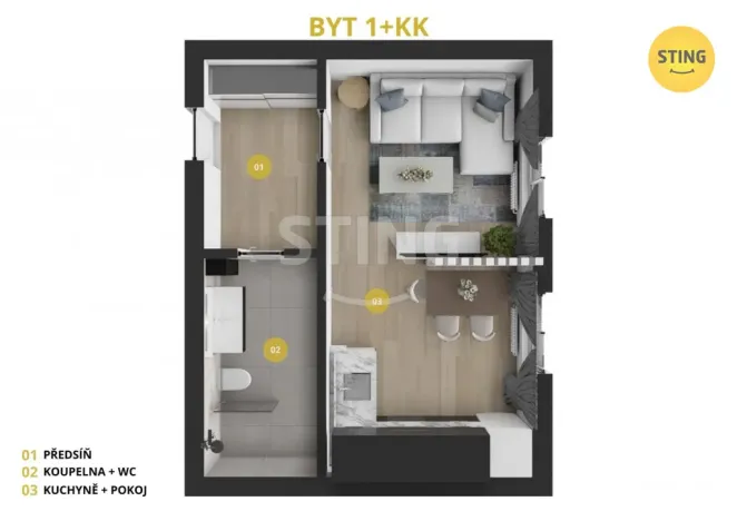 Pronájem bytu 1+kk, Opava, Hviezdoslavova, 25 m2