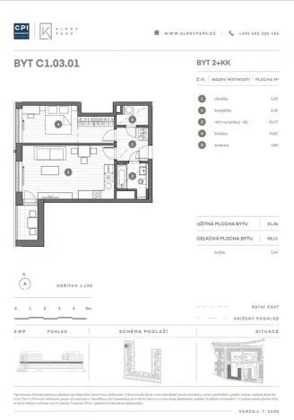 Pronájem bytu 2+kk, Praha - Vysočany, Střídavá, 52 m2
