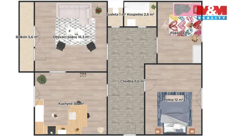 Prodej bytu 3+1, Praha - Chodov, Brodského, 70 m2