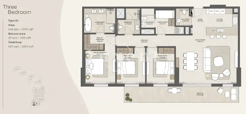 Prodej bytu 4+kk, Dubaj, Spojené arabské emiráty, 144 m2