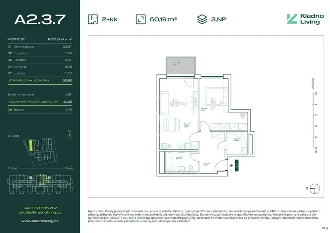 Prodej bytu 2+kk, Kladno, Pražská, 56 m2