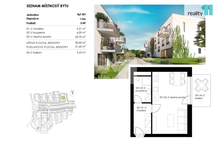 Pronájem bytu 1+kk, Plzeň - Valcha, K Zelené louce, 30 m2