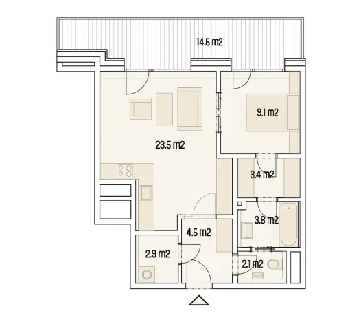 Pronájem bytu 2+kk, Brno - Ponava, U Červeného mlýna, 67 m2