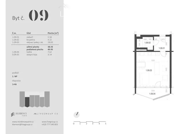Prodej bytu 1+kk, Zbýšov, čtvrť Padělky, 40 m2