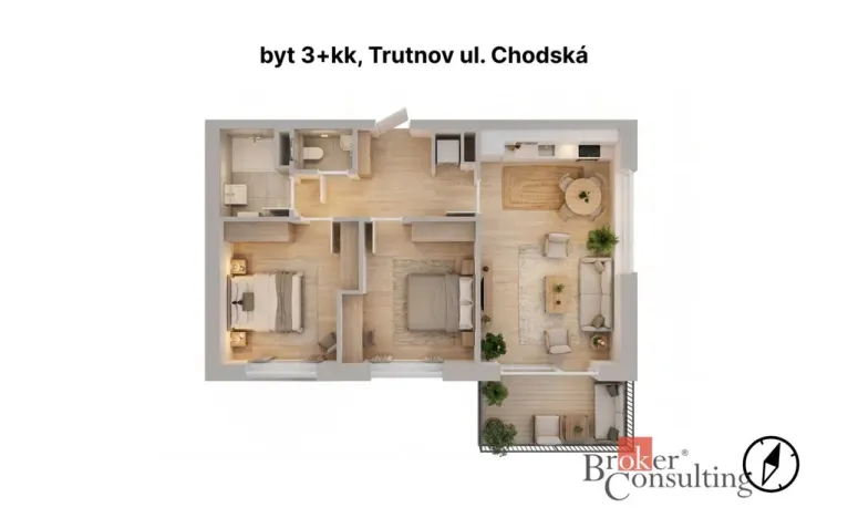Prodej bytu 3+kk, Trutnov - Horní Předměstí, Chodská, 64 m2