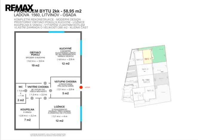 Pronájem bytu 2+kk, Litvínov - Horní Litvínov, Ladova, 58 m2
