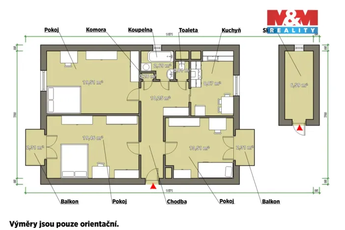 Prodej bytu 3+1, Praha - Kobylisy, Střelničná, 75 m2