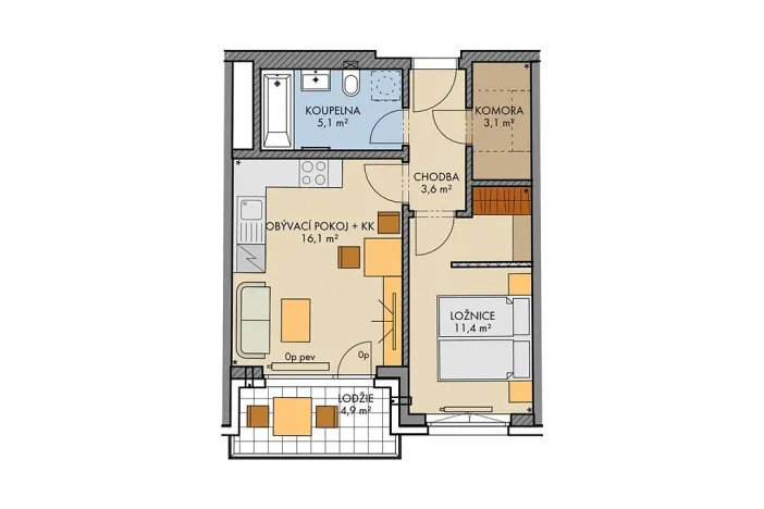 Prodej bytu 2+kk, Praha, Bartůňkova, 41 m2