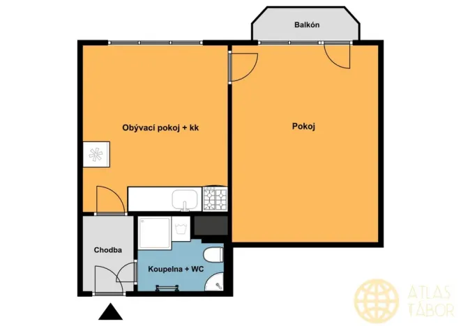 Pronájem bytu 1+1, Tábor, Náchodská, 36 m2