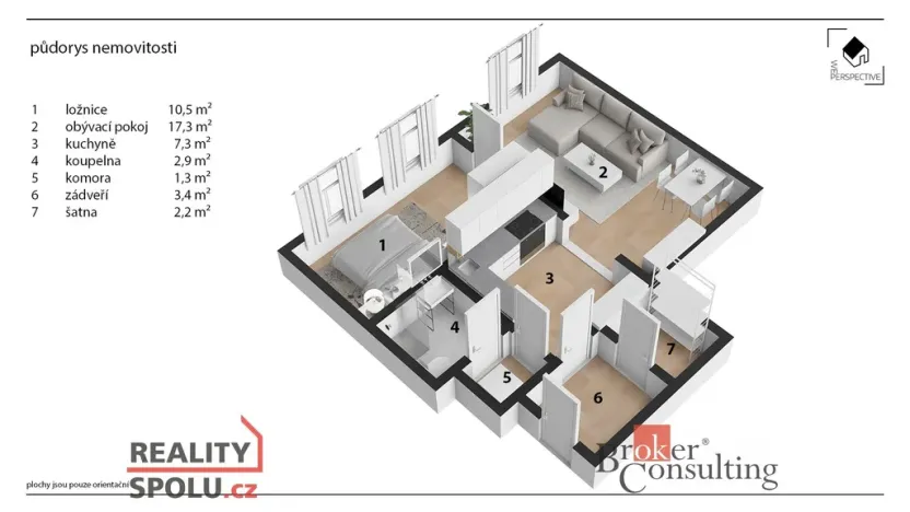 Pronájem bytu 2+kk, Litoměřice - Předměstí, Turgeněvova, 45 m2