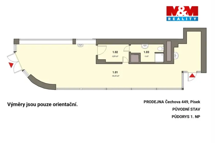Pronájem obchodního prostoru, Písek, Čechova, 53 m2