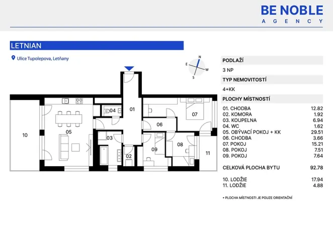 Prodej bytu 3+kk, Praha - Letňany, Vyletalova, 93 m2