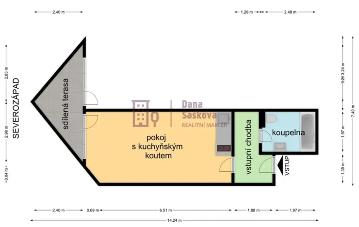 Pronájem bytu 1+kk, Jindřichův Hradec - Jindřichův Hradec II, Nádražní, 43 m2