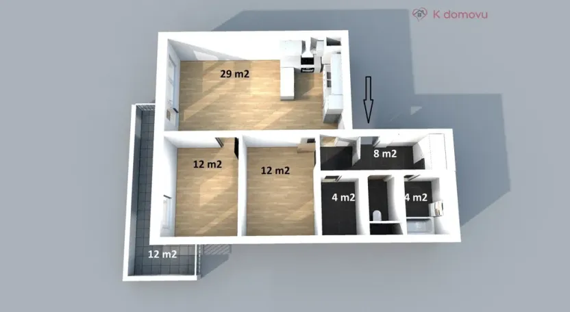 Pronájem bytu 3+kk, Brno - Líšeň, Houbalova, 72 m2