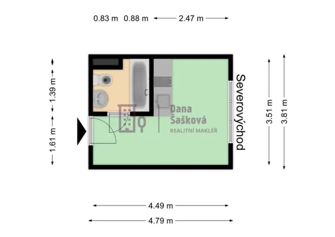 Pronájem bytu 1+kk, Jindřichův Hradec - Jindřichův Hradec III, sídliště Vajgar, 16 m2