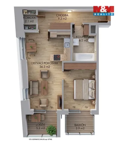 Pronájem bytu 2+kk, Praha, Lovosická, 57 m2