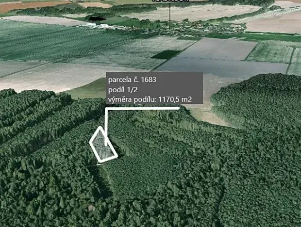 Prodej podílu lesa, Vlastiboř, 1755 m2