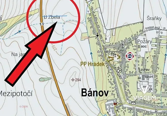 Prodej podílu pole, Bánov, 647 m2