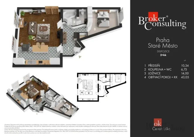 Prodej bytu 2+kk, Praha - Josefov, Žatecká, 70 m2