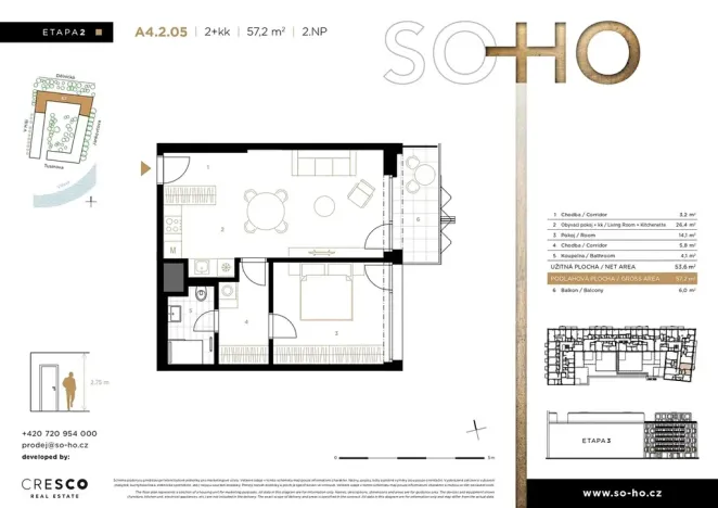Prodej bytu 2+kk, Praha - Holešovice, Jankovcova, 57 m2