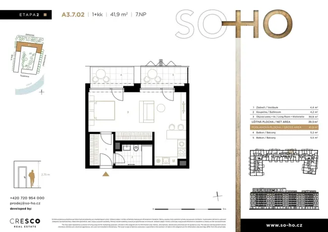 Prodej bytu 1+kk, Praha - Holešovice, V háji, 42 m2