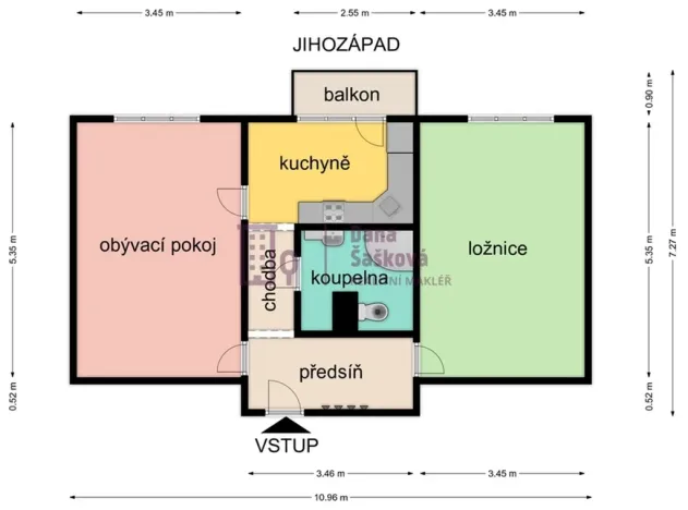 Pronájem bytu 2+1, Jindřichův Hradec - Jindřichův Hradec III, sídliště Vajgar, 59 m2