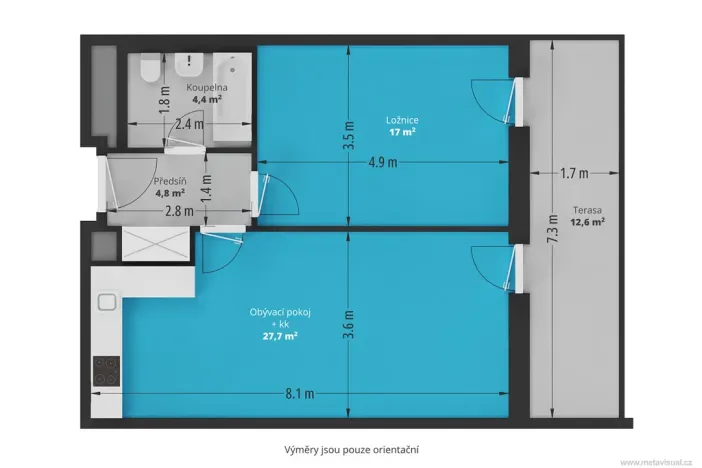 Pronájem bytu 2+kk, Praha - Modřany, Mezi vodami, 71 m2