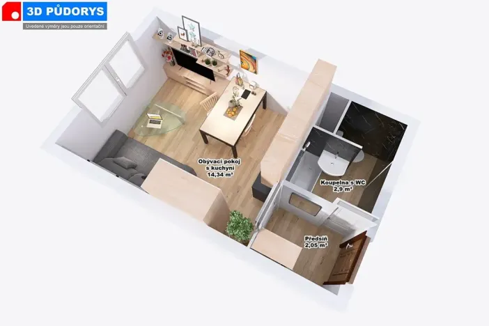 Pronájem bytu 1+kk, Velké Hamry, 25 m2