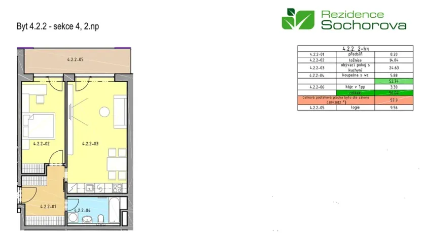 Pronájem bytu 2+kk, Brno, Sochorova, 58 m2
