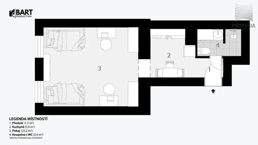 Pronájem bytu 1+1, Brno, Antonínská, 34 m2