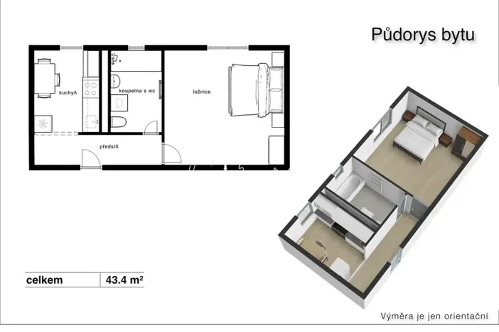 Prodej bytu 1+1, Benešov nad Černou, 43 m2