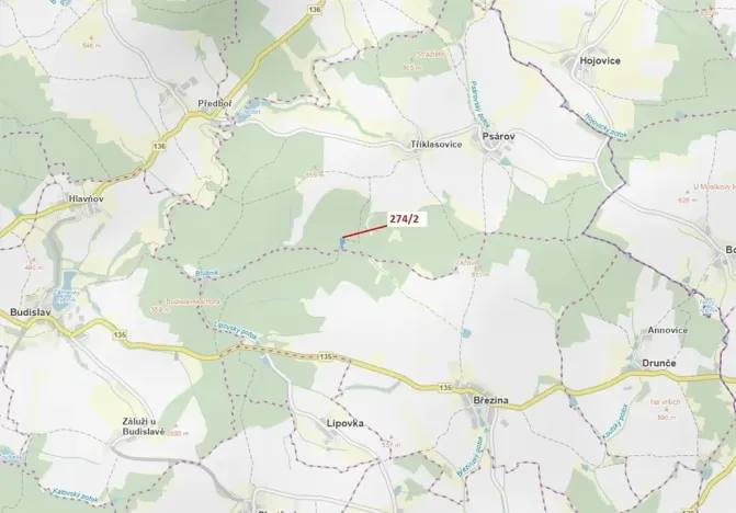 Dražba lesa, Psárov, 5348 m2