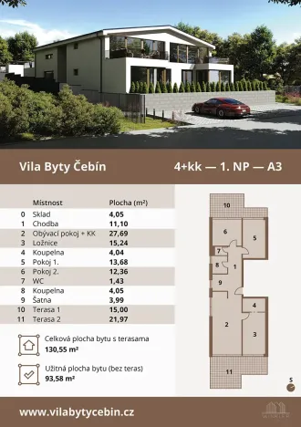 Prodej bytu 4+kk, Čebín, 93 m2