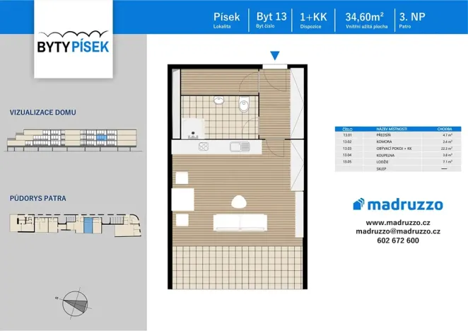 Prodej bytu 1+kk, Písek, V Portyči, 35 m2