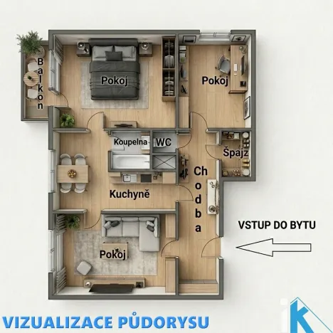 Prodej bytu 3+1, Kojetín, Tyršova, 71 m2