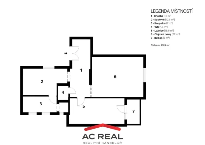 Pronájem bytu 2+1, Brno, Čápkova, 73 m2