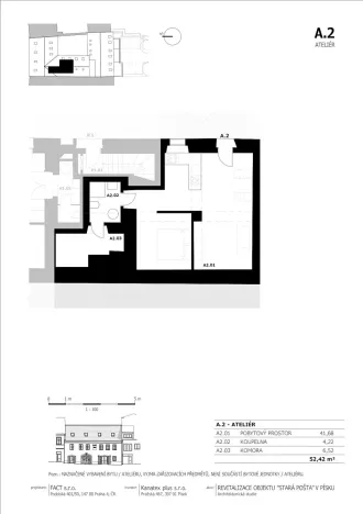 Pronájem kanceláře, Písek, Gregorova, 52 m2