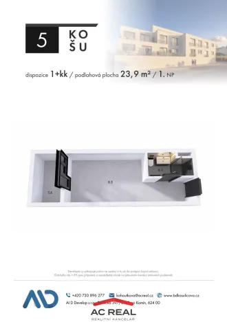 Prodej bytu 1+kk, Brno, Košuličova, 24 m2