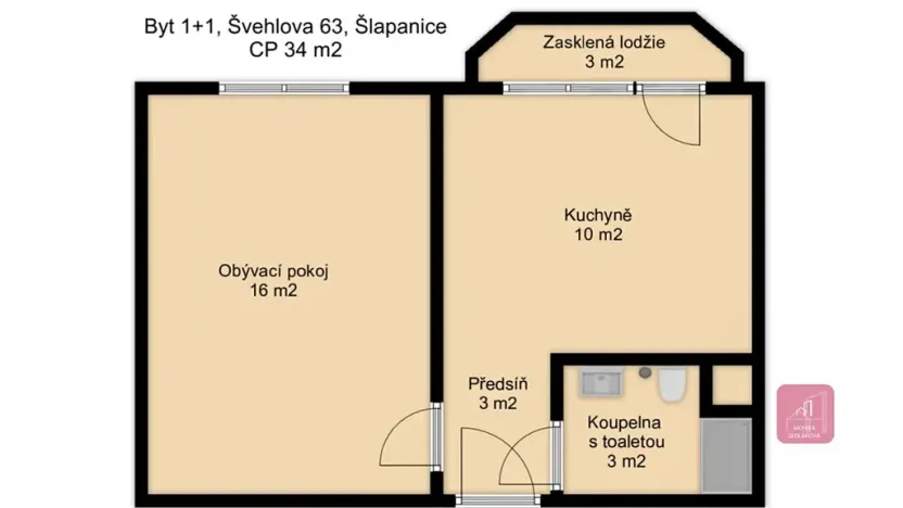 Prodej bytu 1+1, Šlapanice, Švehlova, 34 m2