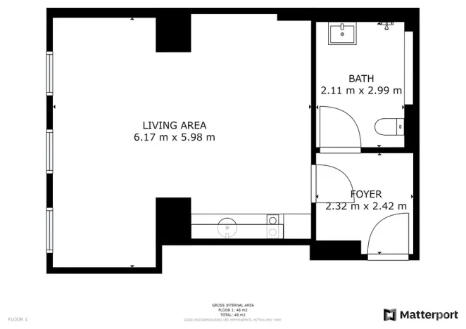 Pronájem bytu 1+kk, Praha - Libeň, Kotlaska, 44 m2
