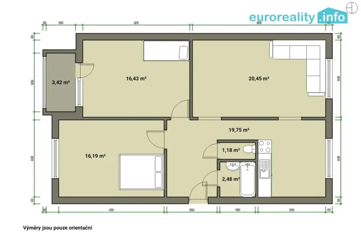 Prodej bytu 3+1, Chodský Újezd, 78 m2