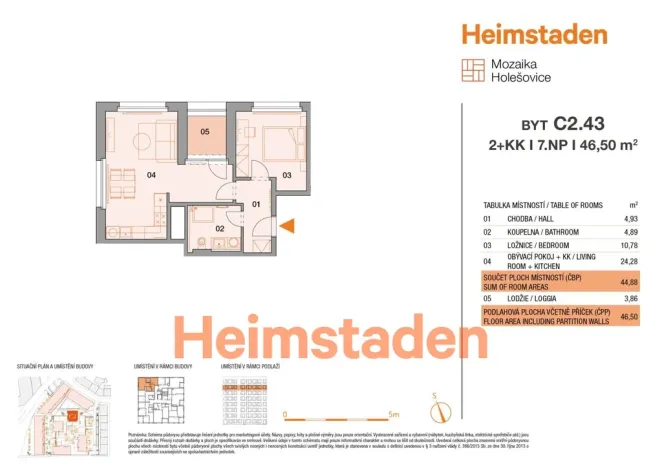 Pronájem bytu 2+kk, Praha - Holešovice, U Pergamenky, 48 m2