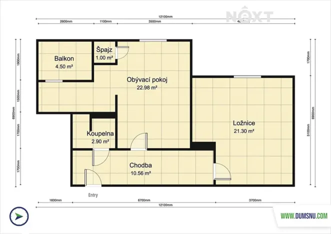 Prodej bytu 2+kk, Šumperk, Banskobystrická, 61 m2