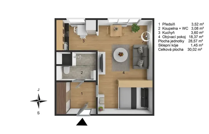 Prodej bytu 1+1, Praha - Troja, Krynická, 29 m2